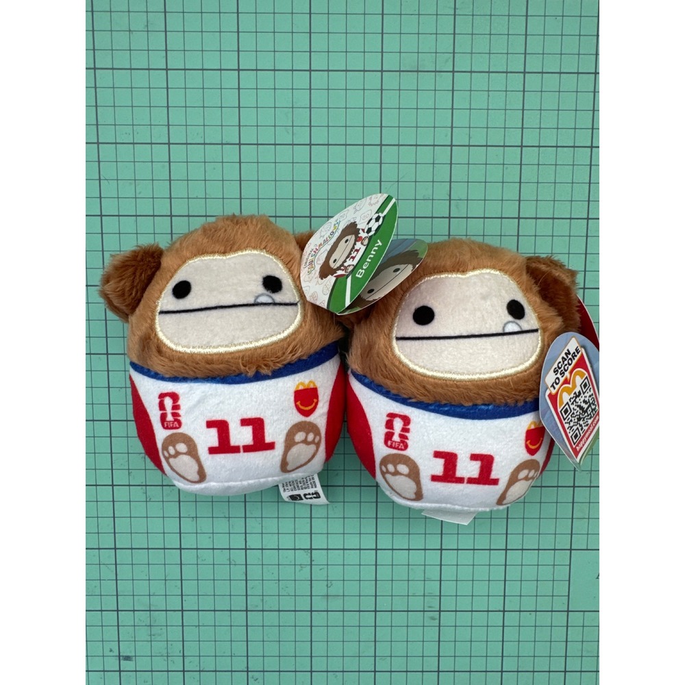 2pc Squishmallows Benny Bigfoot McDonalds Happy Meal FIFA World Cup Plush 2023